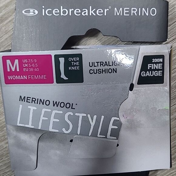 Nwt  200n Fine Gauge Icebreaker Over The Knee  Light Cushion Wool Sock STOCKINGS - Picture 2 of 7